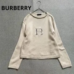 美品　BURBERRY　コットンニット　長袖　ノバチェック　ベージュ　M