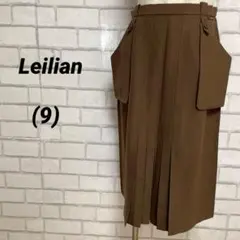 Leilian レリアン　大きめポケット付き　切替プリーツ仕様　茶色　ブラウンのサムネイル