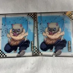 鬼滅の刃 オンラインくじ 嘴平伊之助 クリア色紙2枚セット