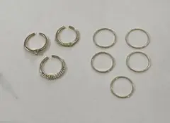 リング 8本セット ゴールド 指輪 レディース パール ビジュー 重ね付け