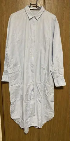 【AMERICAN HOLIC】水色ストライプシャツワンピース L