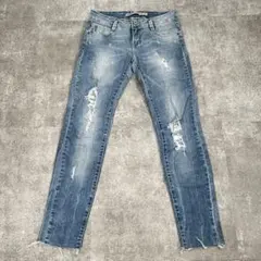 美品 ZARA TRF ダメージ加工 ローライズ ストレートデニムパンツ Y2K