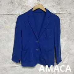 【 6307番】AMACA アマカ テーラードジャケット　ブルーのサムネイル