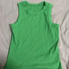 グリーン リブ編み タンクトップ