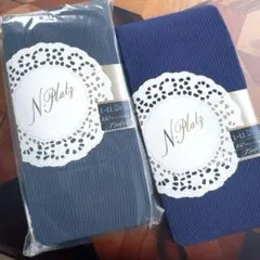 日本製N-Platz リブタイツ L-LL バイオレット&ダークグリーン