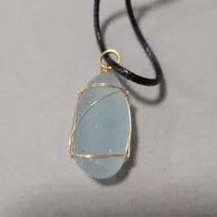 アクアマリン風シーグラス ハンドメイドネックレス