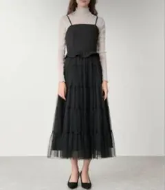 スウェード段々チュール切り替えジャンドレ