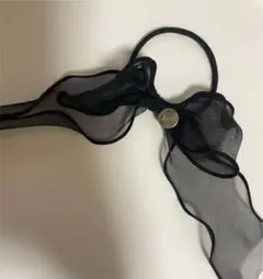 Anemone オーガンジー　リボン　ヘアゴム　ブラック