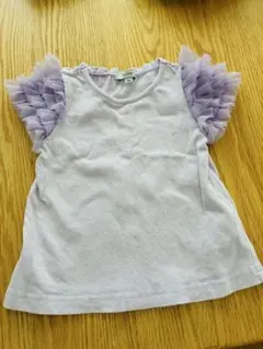 袖フリルTシャツ　90 パープル