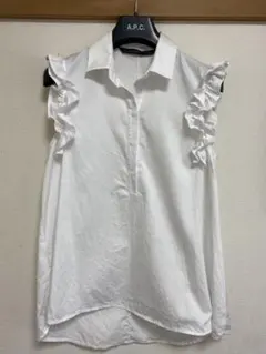 ZARA フリル付きホワイトシャツ