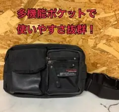 SHELTERショルダーバッグ 黒 多機能 ナイロン 軽量良（よ-84）