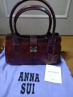 ANNA SUI ポケットたくさん　レザーハンドバッグ　ヴィンテージ