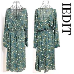 IEDIT はおりにもなる花柄ワンピース L 緑【adf028】