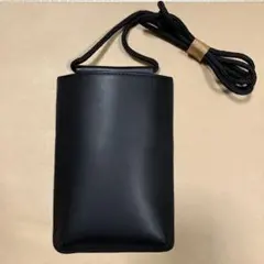 無印良品　イタリア産　ヌメ革　ミニサコッシュ　黒