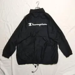 チャンピオン　バックプリント　ジャケット　アウター　ロゴプリント　ラグラン　黒