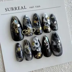 No.555【現品】ネイルチップ Ssize 振袖 成人式 花 水引 ニュアンス