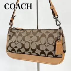 コーチ アクセサリーポーチ ハンドバッグ キャンバス レザー シグネチャー