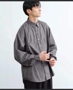 MUJI Labo ウール混 レギュラーカラーシャツ ダークグレー・M - メルカリ