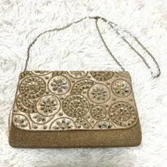 グリーンレーベルリラクシング　パーティバッグ　ビーズ　ビジュー　ゴールド　訳あり