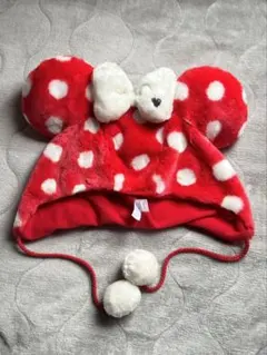 ディズニー　ミニー　ファンキャップ水玉ドット　レッド