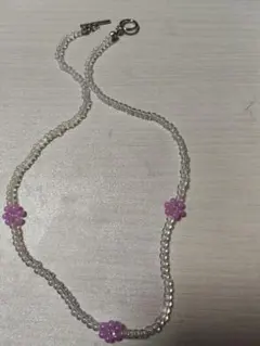 ビーズ ネックレス 花モチーフ