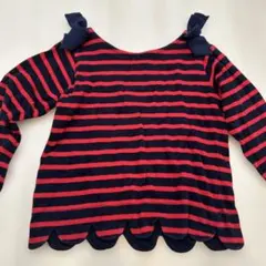 プティマイン　120センチ　赤と紺のストライプ 長袖カットソー　女の子　長袖