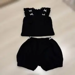 【新品未使用】バースディ　リボンセットアップ　90