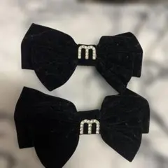 黒いベルベットリボンヘアピン　２個セット