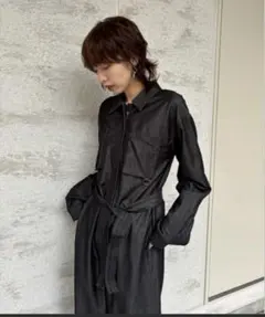 ameri ブラックデニムロンパース¥27500