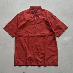 00s old gap shirt 半袖シャツ シティ ボックス 赤 オレンジ