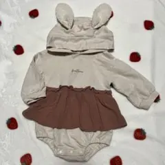 アプレレクール ウサギ耳付きフードロンパース 70-80cm