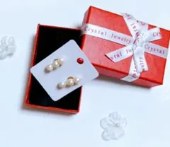 パール三連ピアス　イヤリング　（アコヤ真珠）