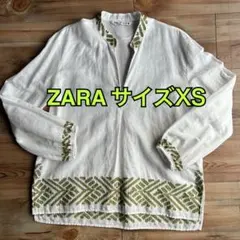 ZARA ザラ　刺繍入りリネン混ブラウス　XS