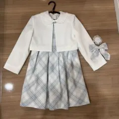 チェック柄ワンピース 水色 120cm 卒園式　入学式