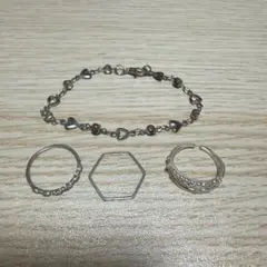 おしゃれ指輪・ハートのブレスレット　4点セット