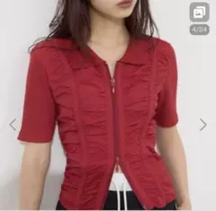 tシャツ フロントギャザージップトップス