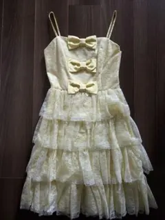 ジーザスディアマンテ リボン ティアードワンピース イエロー