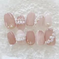 フリルネイル　ネイルチップ　ニュアンスネイル　ちゅるんネイル　卒業式　成人式