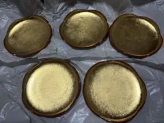 【新品・未使用】山中漆器　金箔　梅型銘々皿　5枚セットのサムネイル