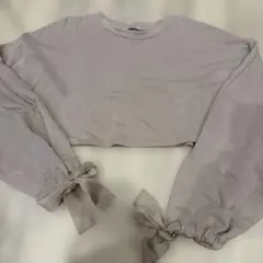 ショートトレーナー 薄ピンク スウェット トレーナー ダンス ZARA リボン