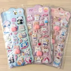 おしりシール　かわいい動物とスイーツの立体ぷくぷくシール　3枚セット