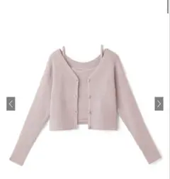 ショート丈カーディガンXキャミソールニットアンサンブル[dr404]