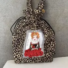 巾着トートバッグ　2way Dカン付き　ロラライハリス　ハンドメイド