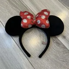 ミニーマウス カチューシャ 赤い水玉　リボン