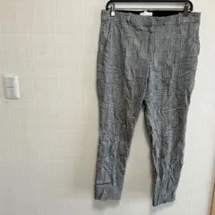 H&M 美シルエット グレンチェック アンクルパンツ テーパード ストレッチ