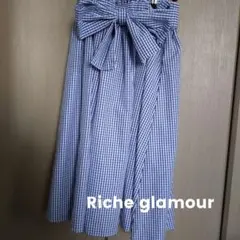 お値下げ【Riche glamour】青と白のギンガムチェック フレアスカート