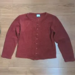 エンジ色 長袖カーディガン