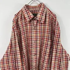 USA古着 エディーバウアー Eddie Bauer 長袖 チェック シャツ 赤