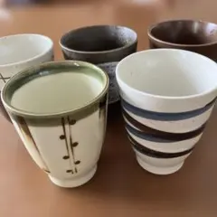 陶磁器 湯呑みフリーカップ 5点セット