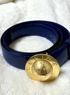 希少　CELINE　セリーヌ　スターボール　バックル　ゴールド　レザー　ベルト